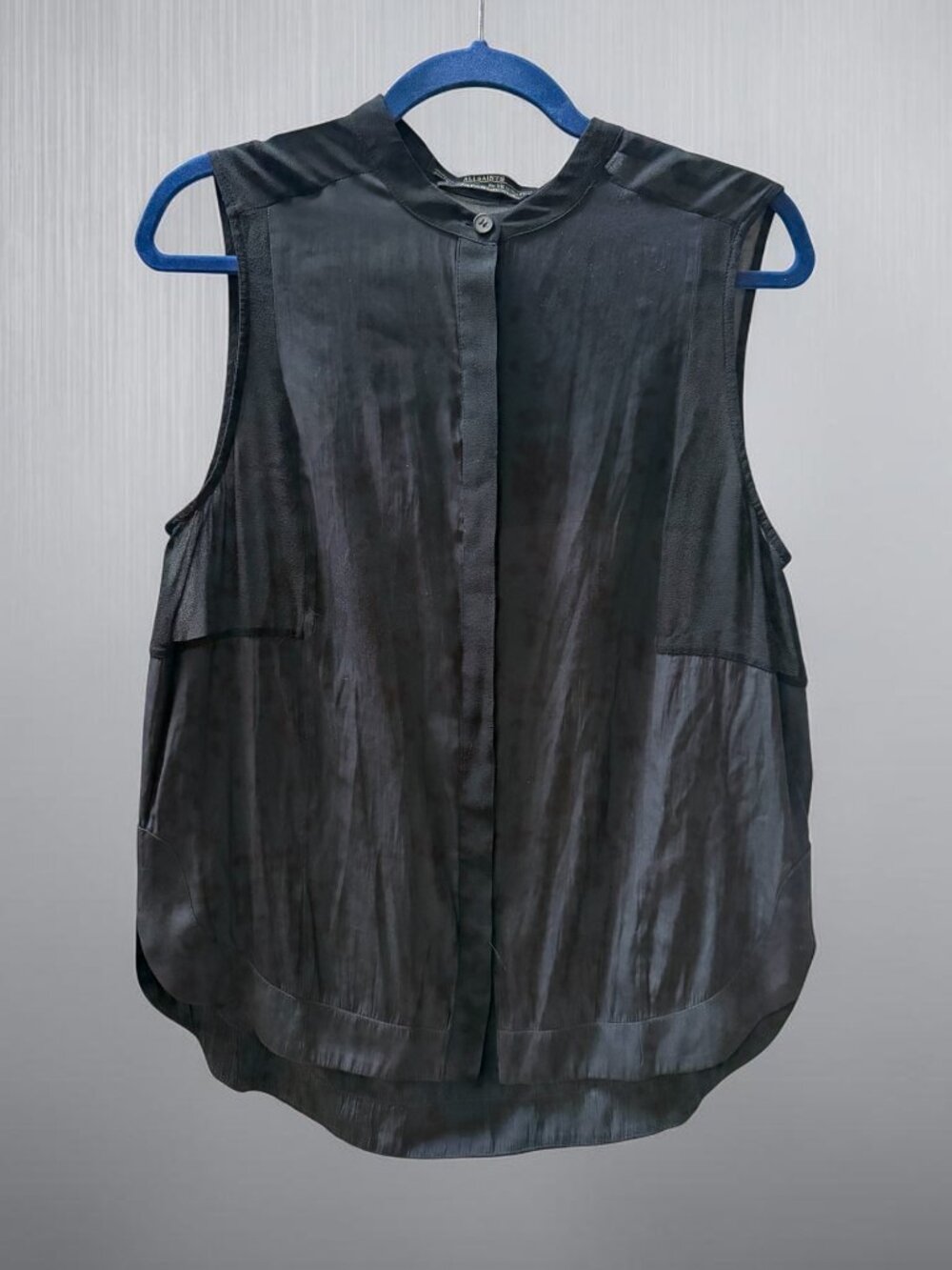 AllSaints Black Silk Sheer Top & Shorts Set UK 12 US 8 EU 40